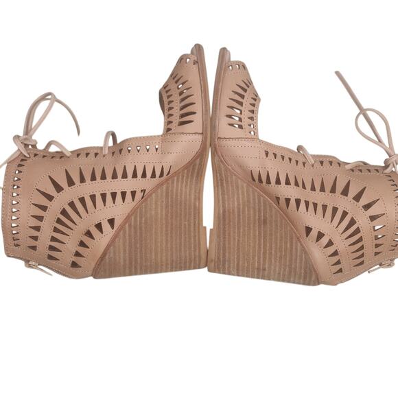 Tan Vintage Y2K peep toe Jeffrey Cambell wedge sz 6 - Picture 4 of 7